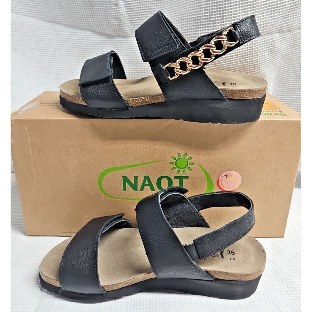 Naot Footwear Women's Eliana Sandal Soft Black Leather 35/L4